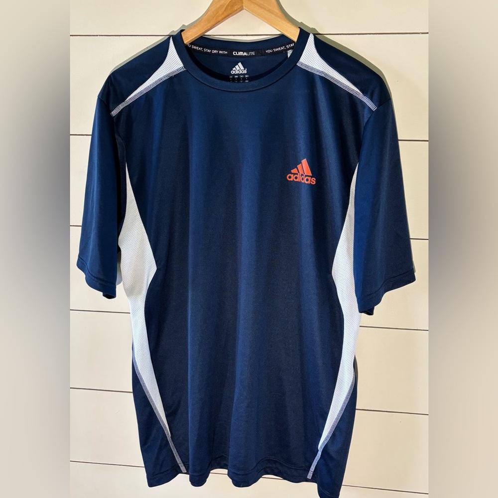 Adidas Men's Navy Dry-Fit Blue Sports Shirt